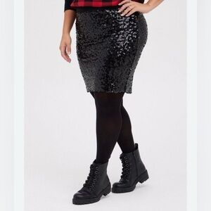 NWT Torrid Black Sequin Mini Skirt 5X Stretch Sparkle Party Holiday Glam